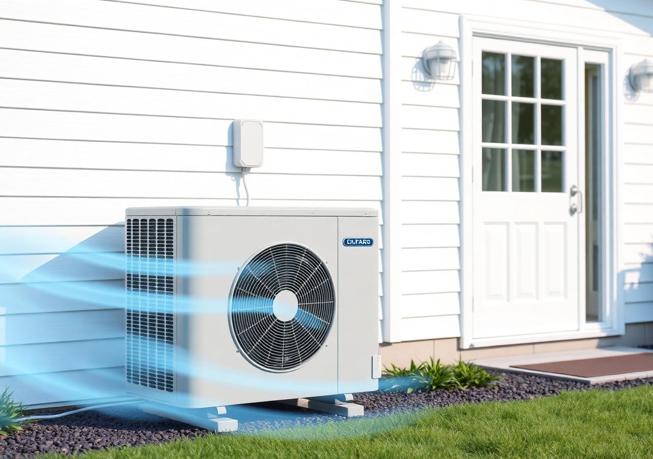 Modern outdoor AC condenser unit serviced by Air Comfort in the Kanawha Valley
